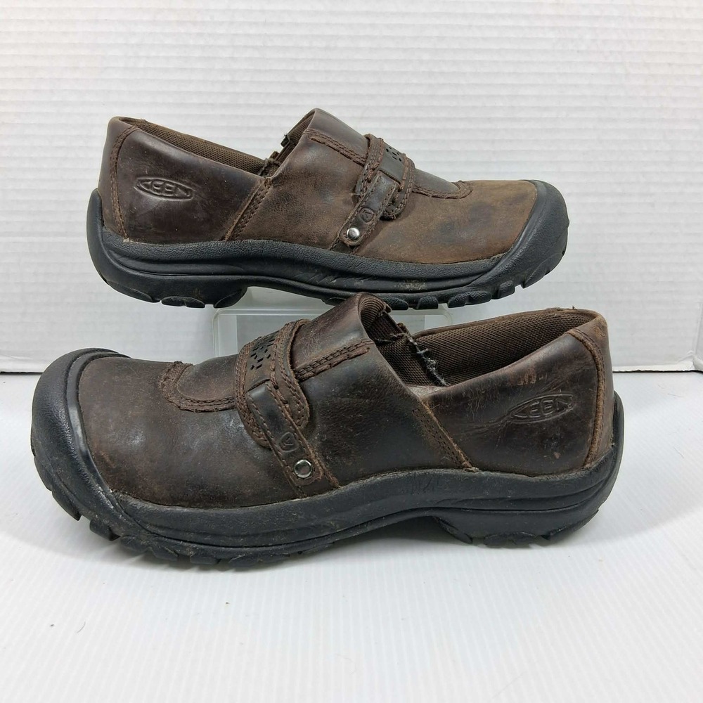 KEEN Presidio II Brown Leather Slip On Clog Shoes Womens 8 Rugged Utility